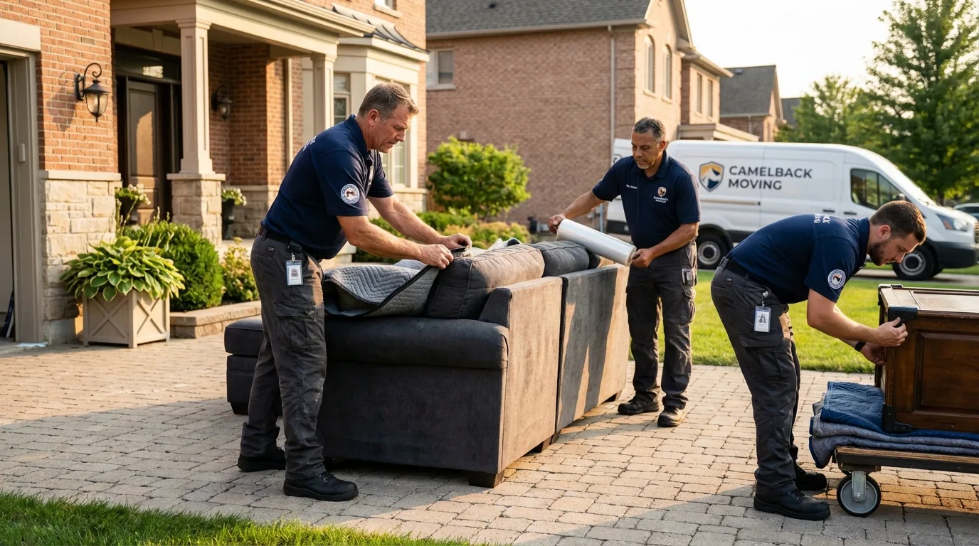 Large estate moving crew wrapping furniture in Beach Haven, NJ