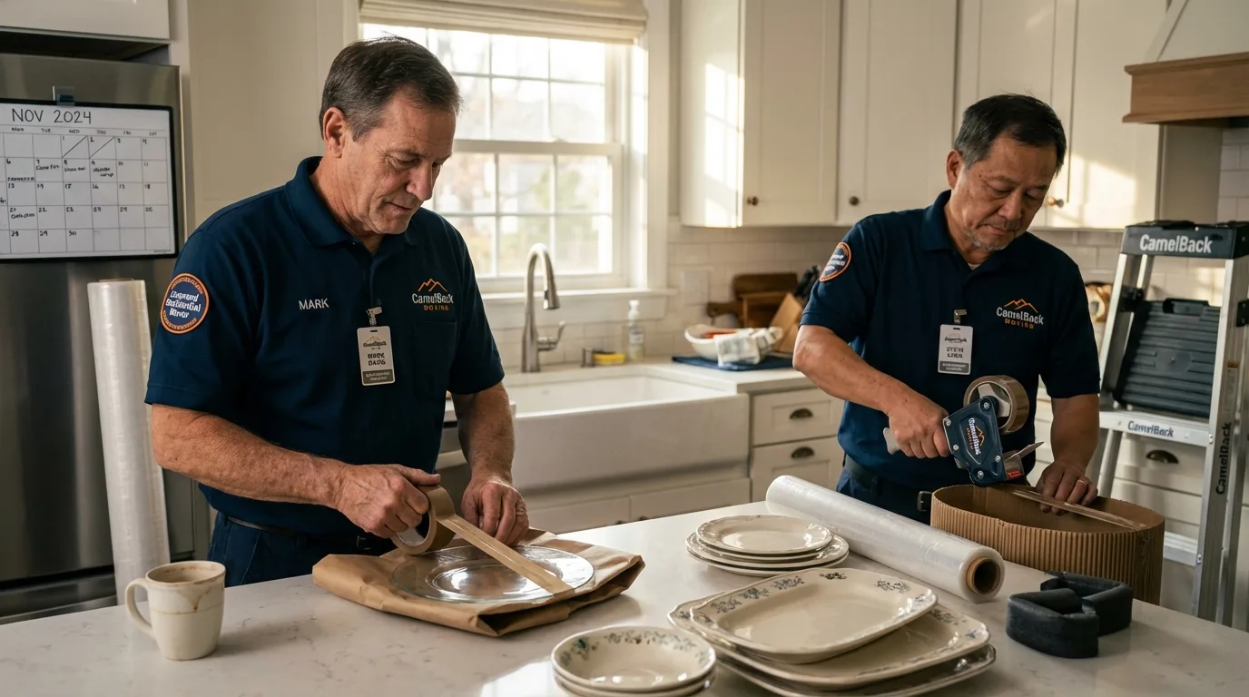 Professional crew packing kitchen dishware in Beach Haven, NJ